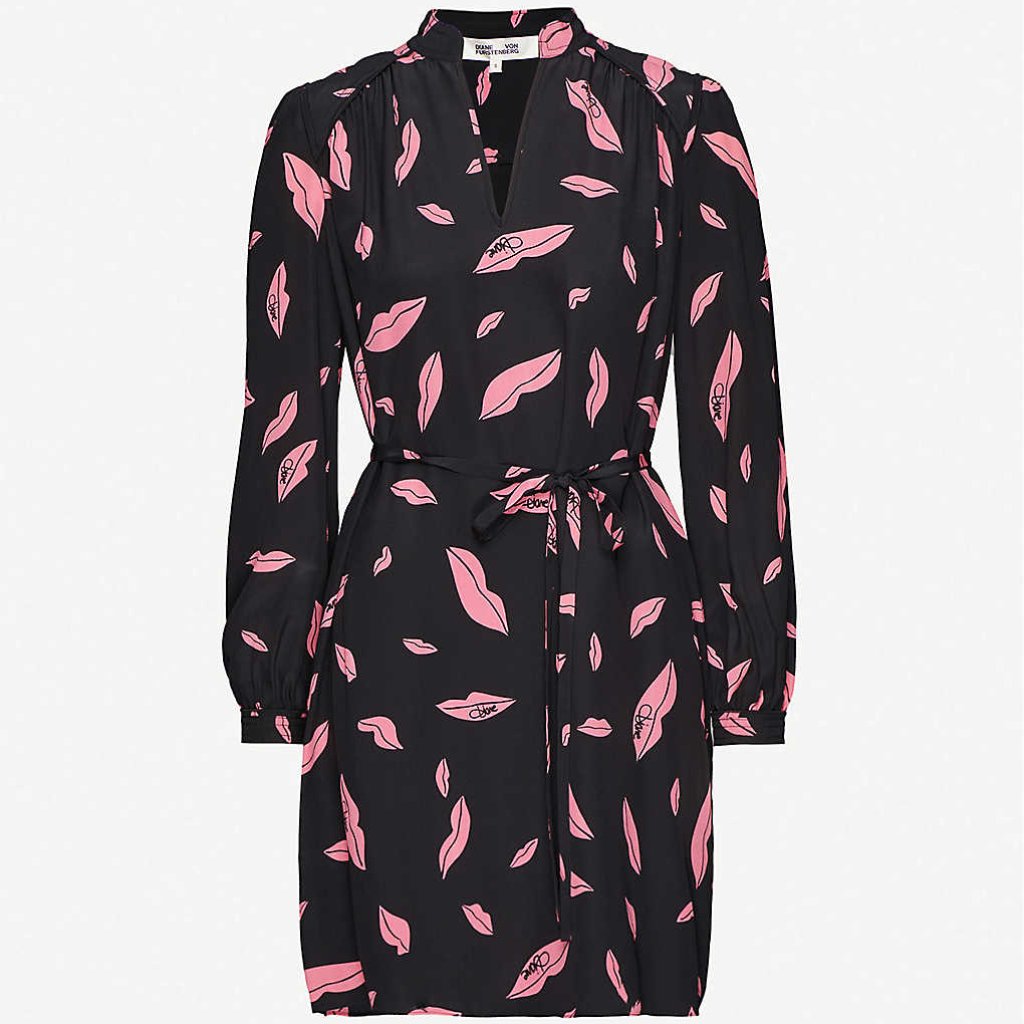 Diane Von Furstenberg Glenda Silk Lips Dress, S